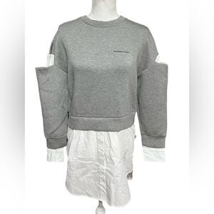 Alexander Wang Gray and White Crew Neck Sweater